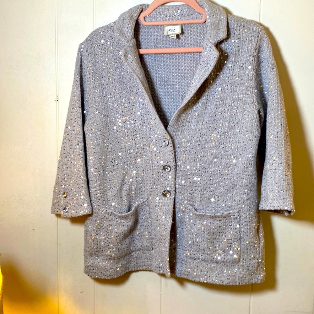 eco New York Large,grey,silver,sequenced sweater